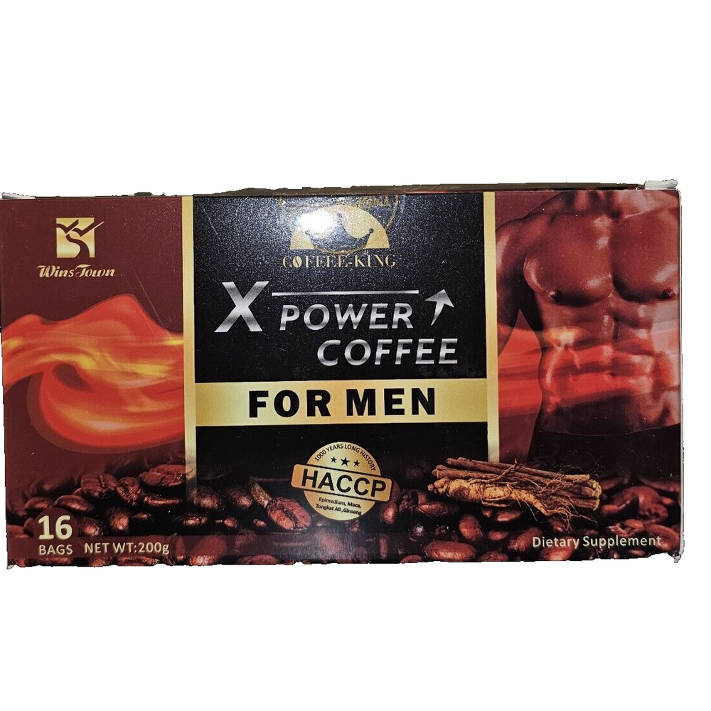 X Power Coffee for Men Herbal Supplement Coffe Energy Maca More Control 16 Bags