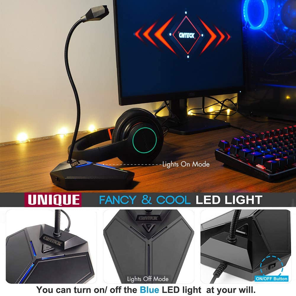 USB Computer Microphone, Plug &Play Desktop Omnidirectional Condenser PC Laptop Mic,Mute Button with LED Indicator, Compatible with Windows/Mac, Ideal for YouTube,Skype,Recording,Games(1.5m /5ft)