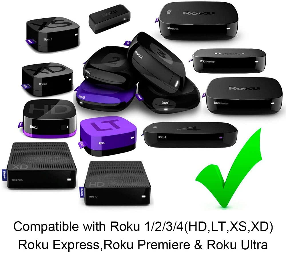 Gvirtue Replacement Lost Remote Control Compatible with Roku 1, Roku 2, Roku 3, Roku 4, (HD, LT, XS, XD), Roku Express.