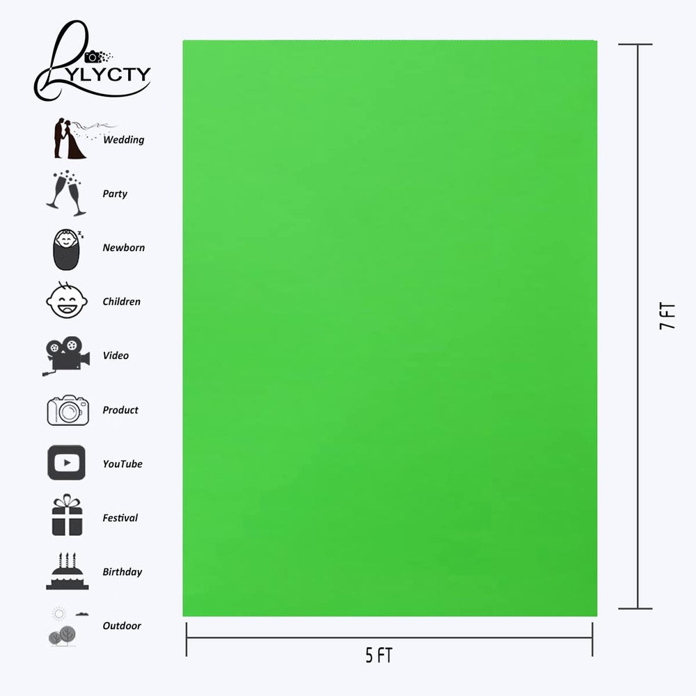 LYLYCTY Background 5x7ft Non-Woven Fabric Solid Color Green Screen Photo Backdrop Studio Photography Props LY063