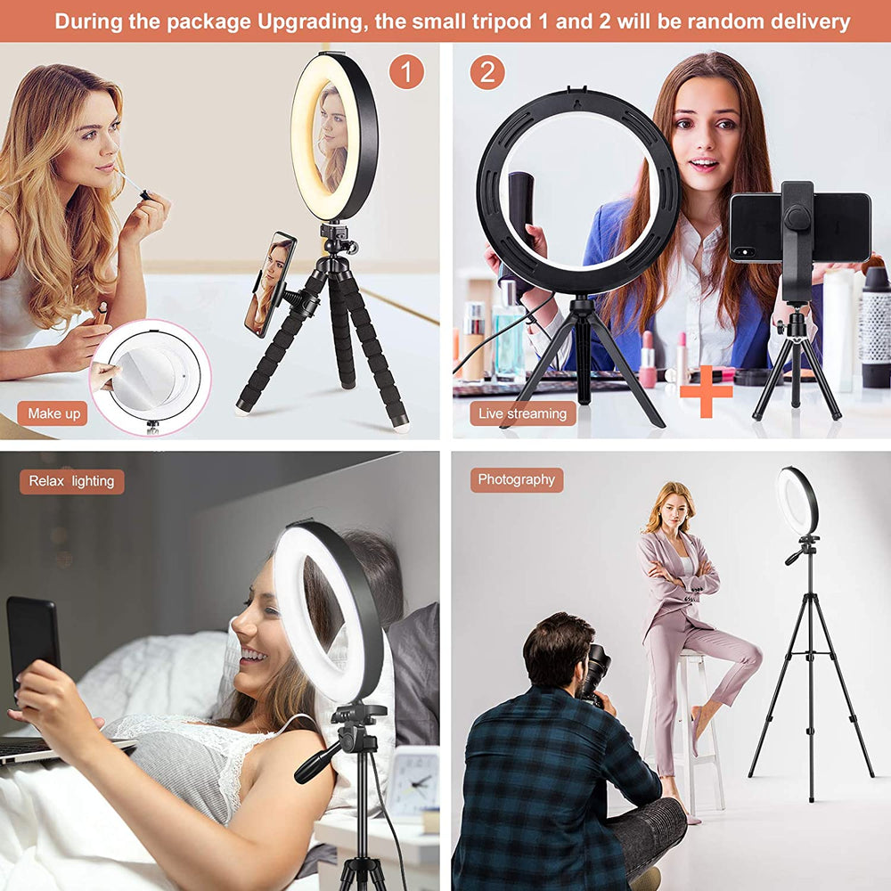 Selfie Ring Light - 14 Colors RGB Ring Light with 2 Adjustable Tripod Stand/Phone Holder/Camera Remote Shutter Best 10 Brightness Levels Dimmable LED Ring Light for Makeup, YouTube, Photography