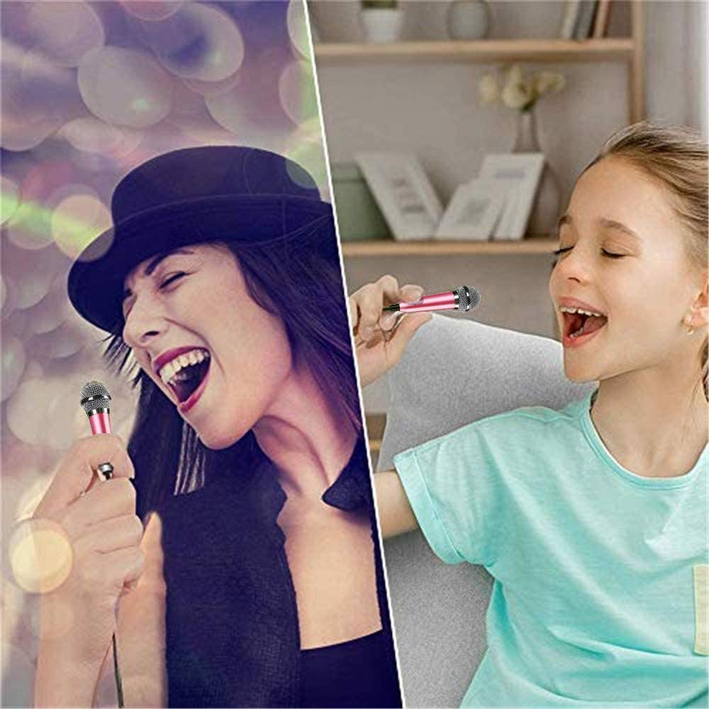 Mini Portable Vocal Microphone for Mobile Phone, Computer, Tablet, Recording Chat and Singing（Pink）