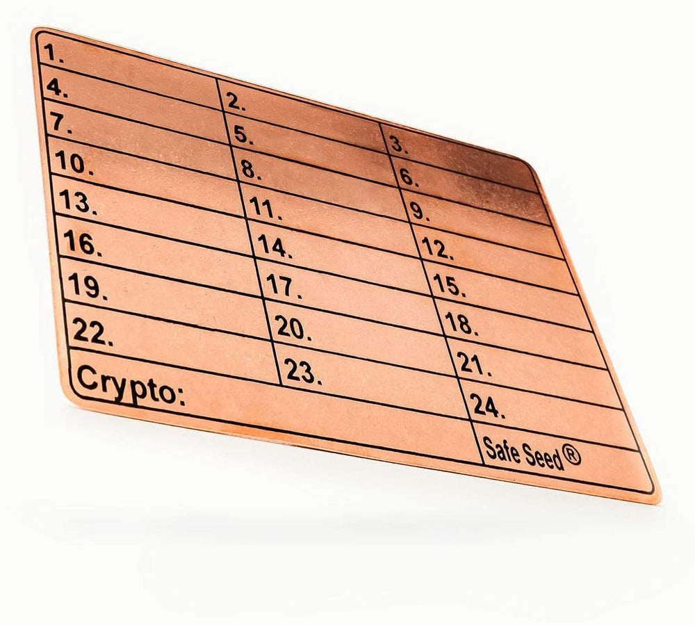 Safe Seed Crypto Metal Wallet Stamp Plate Copper Edition 24 Word Recovery Passphrase Cold Storage