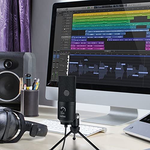 USB Microphone,Fifine Metal Condenser Recording Microphone for Laptop MAC or Windows Cardioid Studio Recording Vocals, Voice Overs,Streaming Broadcast and YouTube Videos-K669B