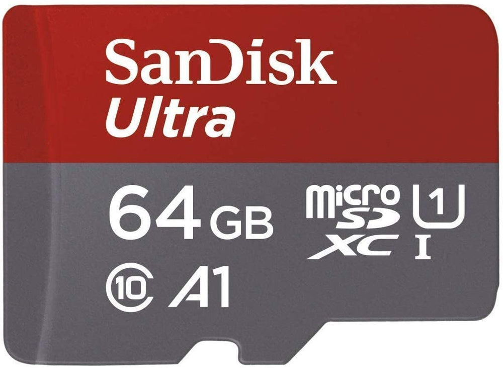 SanDisk 64GB Ultra microSDXC UHS-I Memory Card with Adapter - 100MB/s, C10, U1, Full HD, A1, Micro SD Card - SDSQUAR-064G-GN6MA