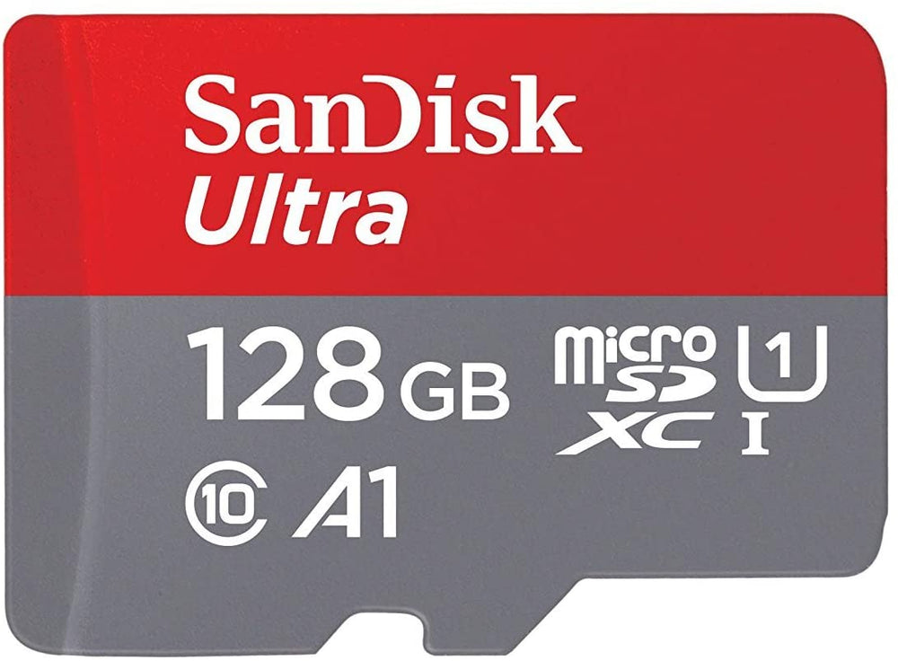 SanDisk 128GB Ultra microSDXC UHS-I Memory Card with Adapter - 100MB/s, C10, U1, Full HD, A1, Micro SD Card - SDSQUAR-128G-GN6MA