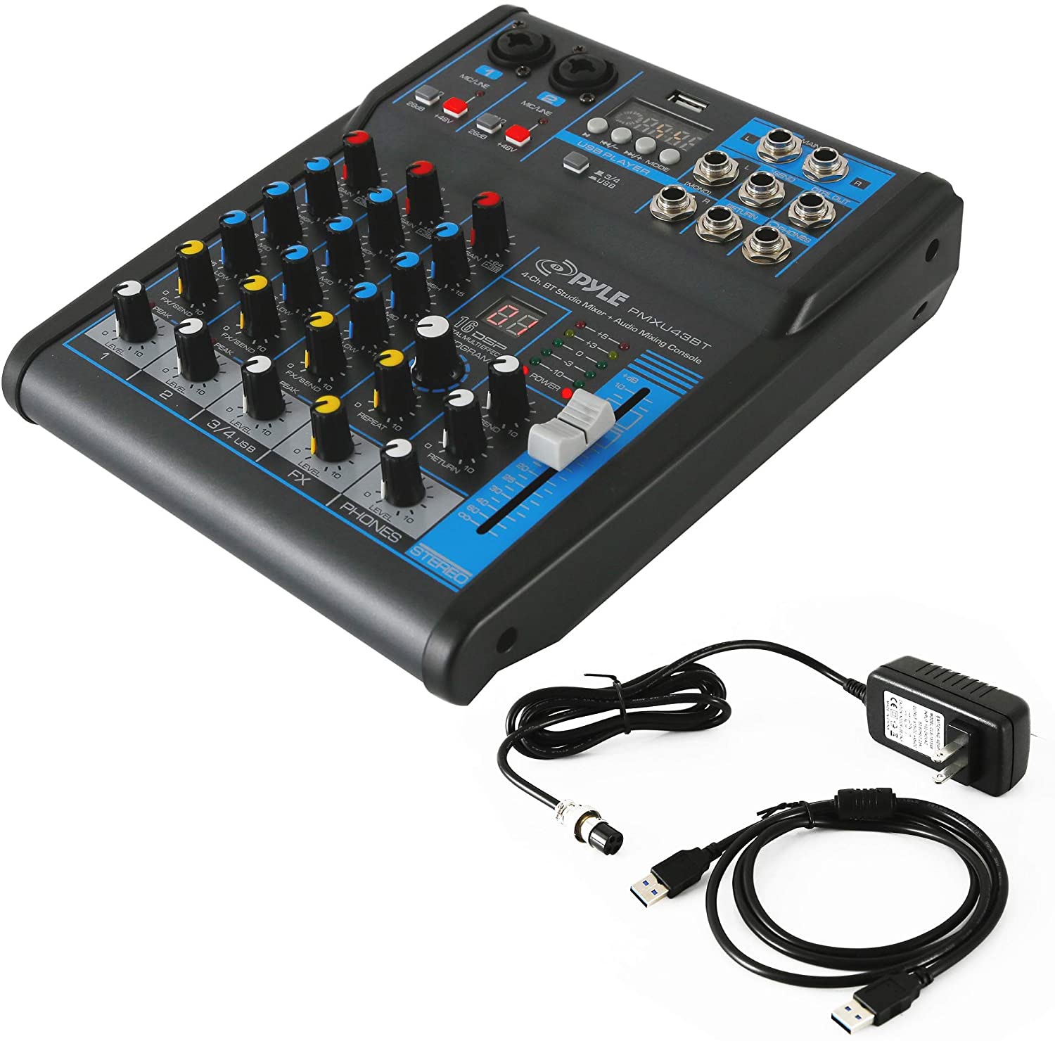 KH Professional Audio Mixer Sound Board Console System Interface 4 Channel  Digital USB Bluetooth MP3 Computer Input 48V Phantom Power Stereo DJ Studio  Streaming/four 4-way mini mixer with reverb Analog Sound Mixer