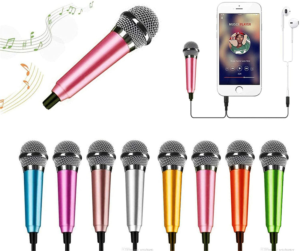 Mini Portable Vocal Microphone for Mobile Phone, Computer, Tablet, Recording Chat and Singing（Pink）