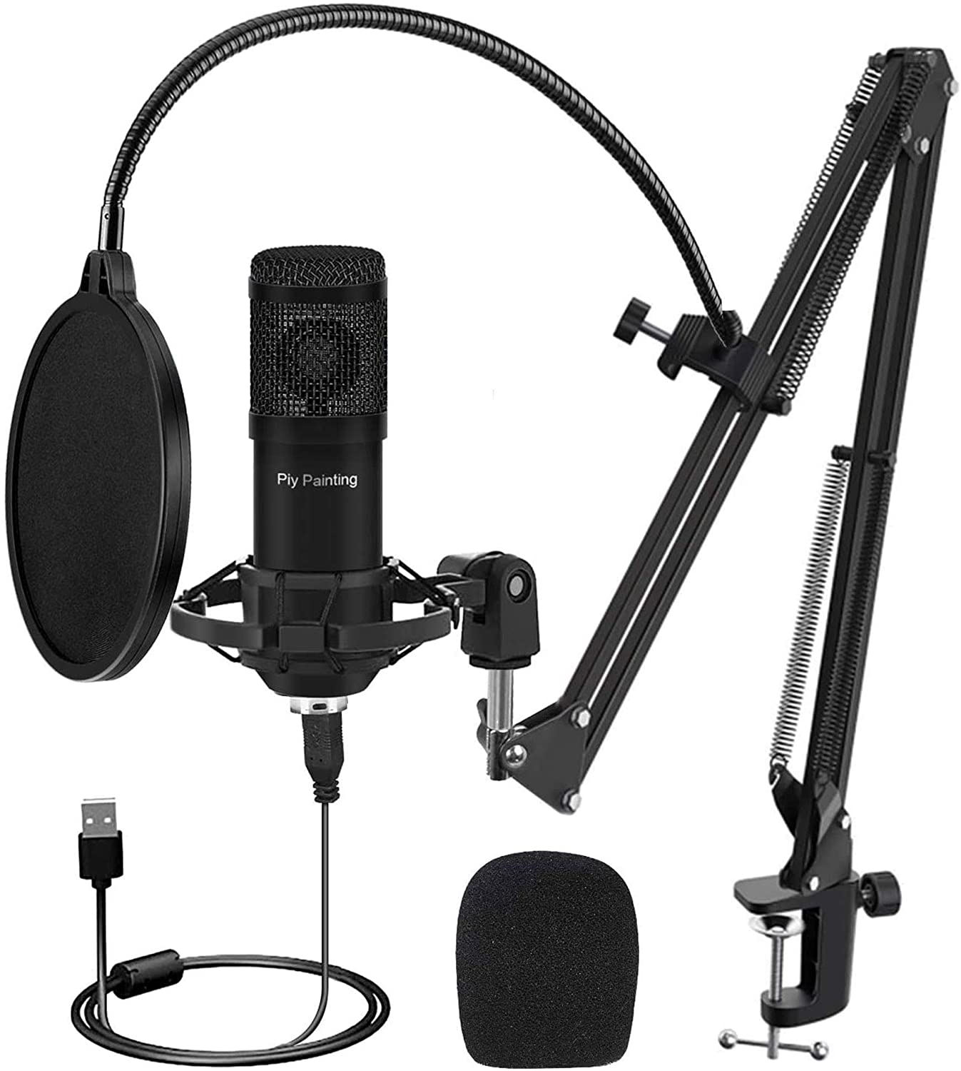 USB Microphone Kit, Piy Painting Cardioid Condenser Microphone Kit