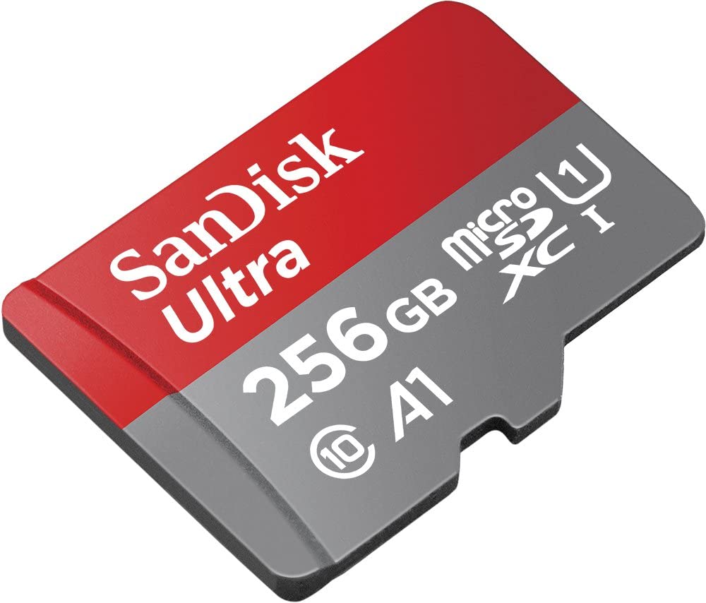 SanDisk 256GB Ultra microSDXC UHS-I Memory Card with Adapter - 100MB/s, C10, U1, Full HD, A1, Micro SD Card - SDSQUAR-256G-GN6MA