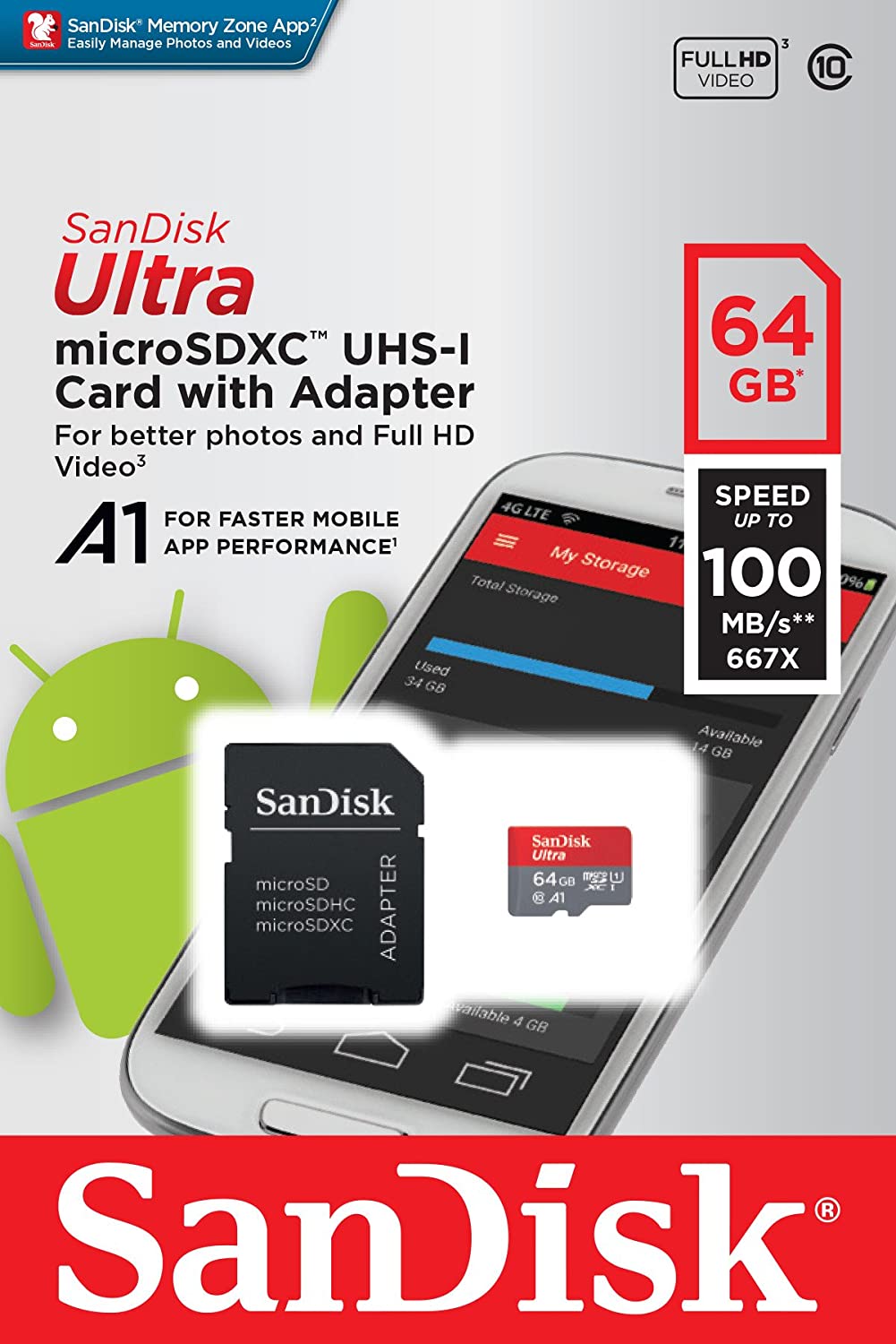 SanDisk 64GB Ultra SDXC UHS-I Memory Card 100MB/s, C10, SDXC