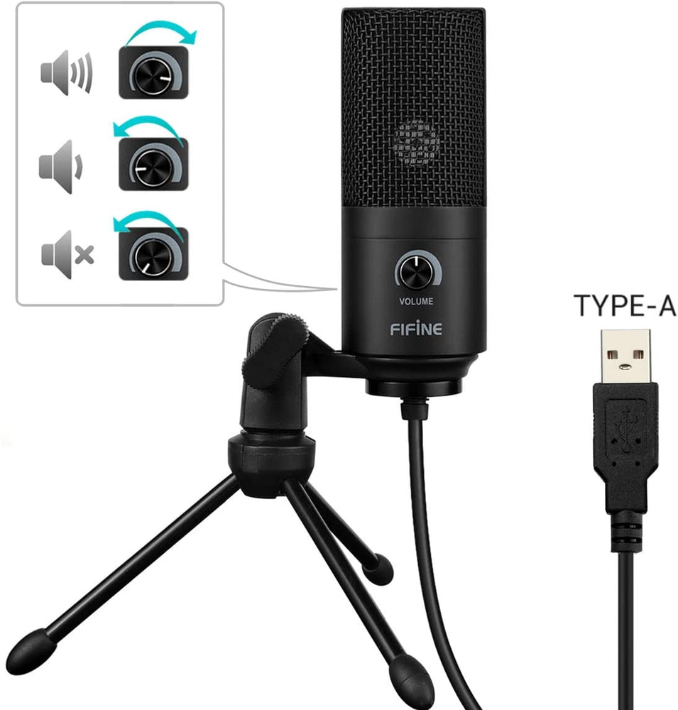 USB Microphone,Fifine Metal Condenser Recording Microphone for Laptop MAC or Windows Cardioid Studio Recording Vocals, Voice Overs,Streaming Broadcast and YouTube Videos-K669B