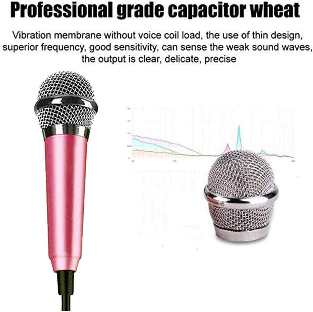 Mini Portable Vocal Microphone for Mobile Phone, Computer, Tablet, Recording Chat and Singing（Pink）