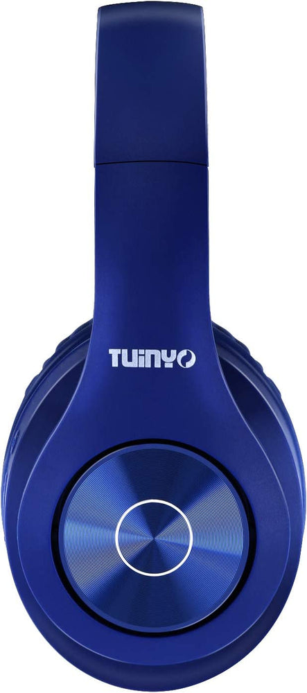 TUINYO Bluetooth Headphones Wireless, Over Ear Stereo Wireless Headset 40H Playtime with deep bass, Soft Memory-Protein Earmuffs, Built-in Mic Wired Mode PC/Cell Phones/TV-Dark Blue